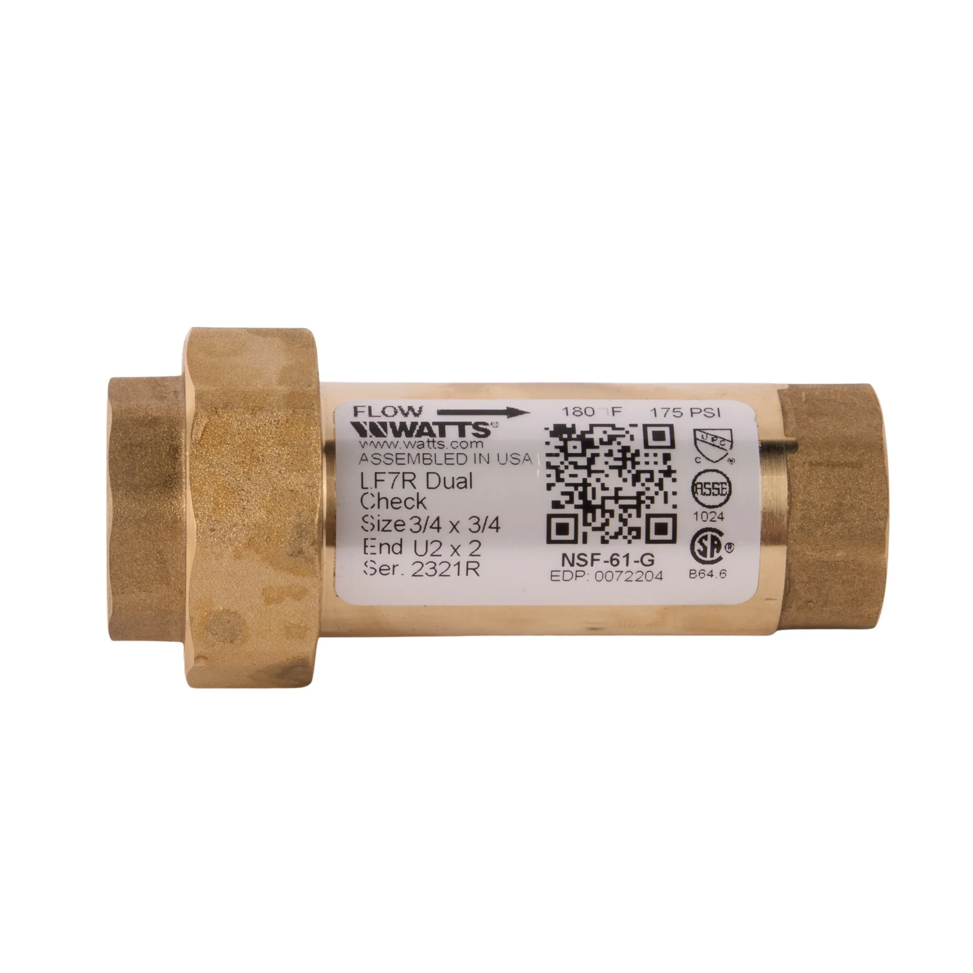 7U2-2 Watts 3/4" Dual Check Backflow Preventer - Image 2