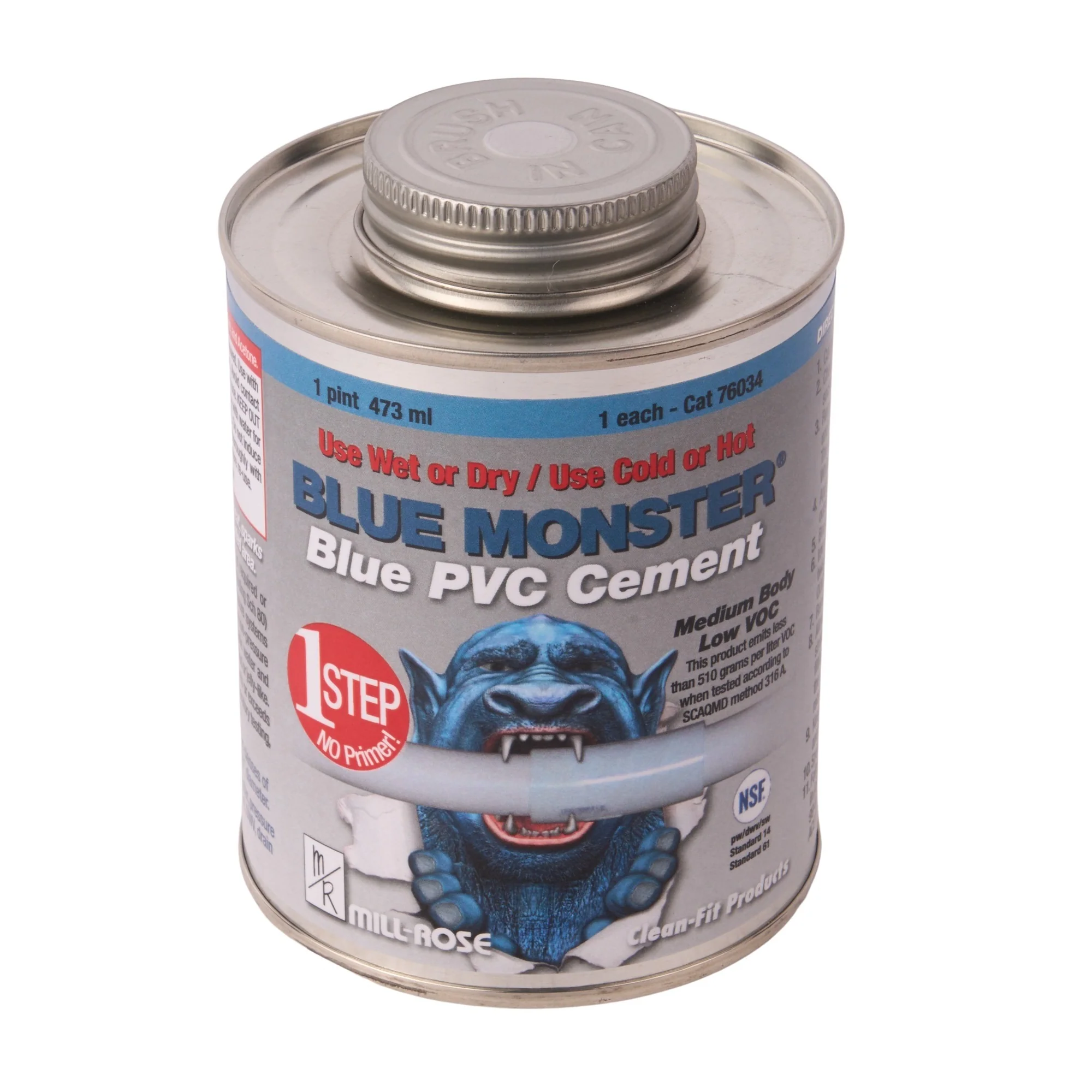 Blue Monster 1 Pint 1-Step PVC Cement (Blue)