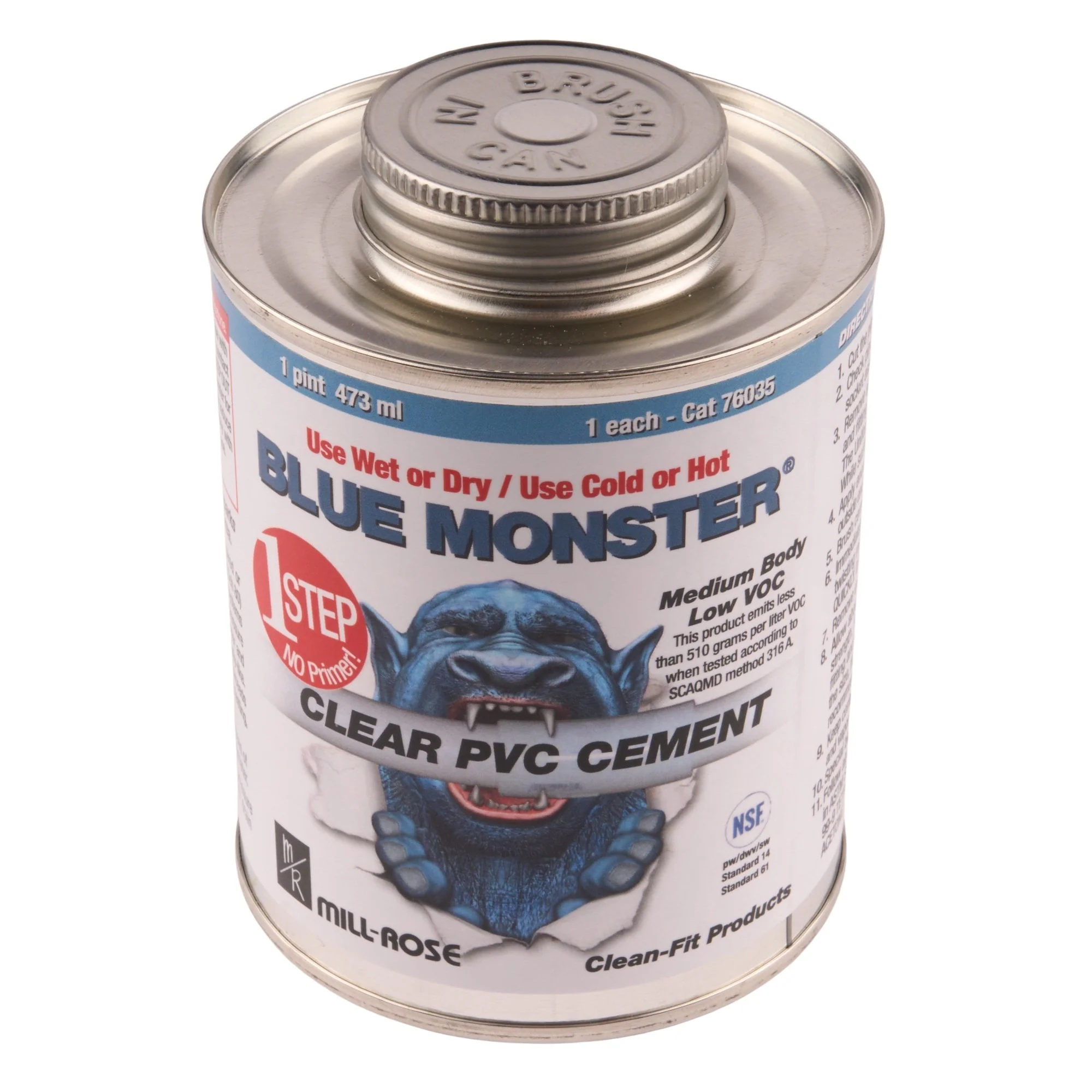 Blue Monster 1 Pint 1-Step PVC Cement (Clear)