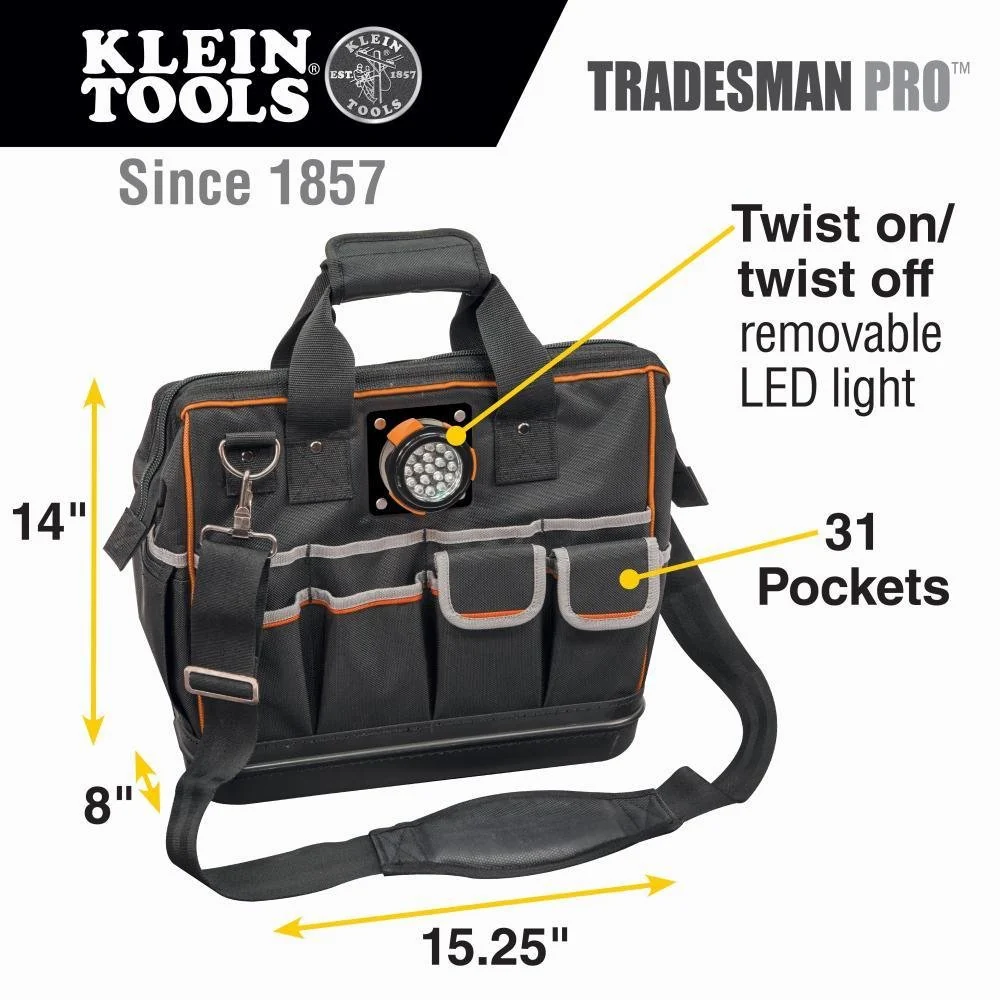 Klein Tool Bag Tradesman Pro Lighted Tool Bag