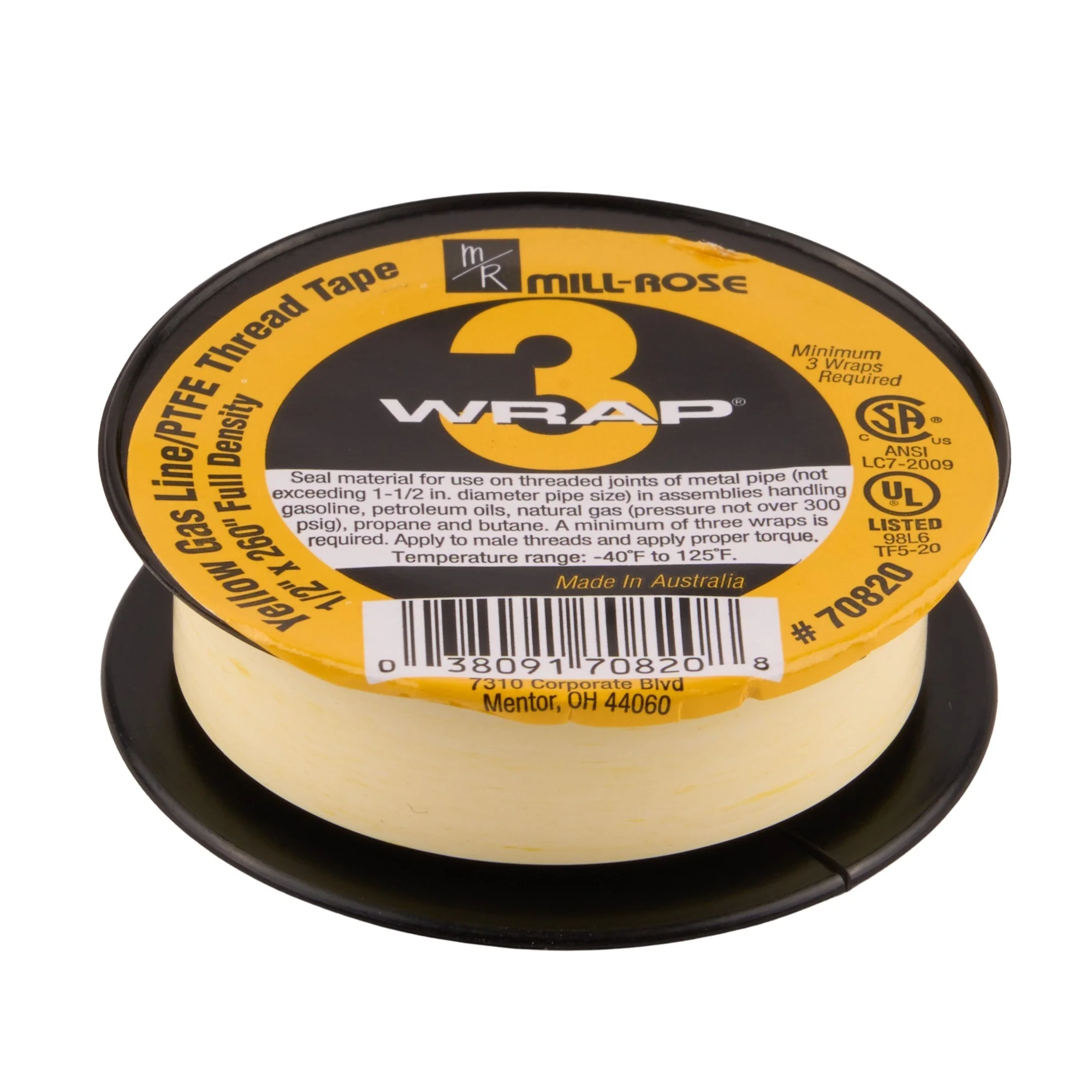 PTFE 3-Wrap Yellow Gas Thread Seal Tape (Roll) - Image 3