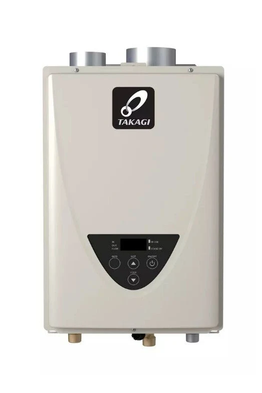 Takagi 100227715 200 Tankless Water Heater, Liquid Propane/Natural Gas Fuel, 190000 Btu/hr Heating, Indoor/Outdoor: Outdoor, Non-Condensing, 8 gpm Flow Rate, 4 in Vent, 0.82, Commercial/Residential