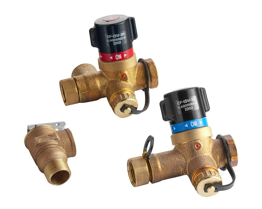 Easyflex EF-ISV-2PR SOFT-urn Brass Tankless Water Heater Isolation Valve Kit with 3/4" Threaded Connections and Pressure Relief Valve